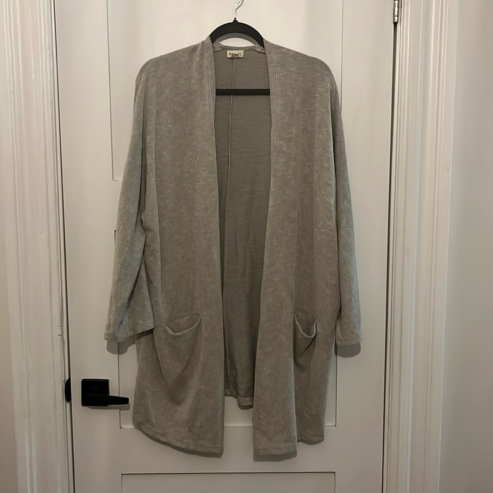Donni Striped Grey Cardigan with Pockets